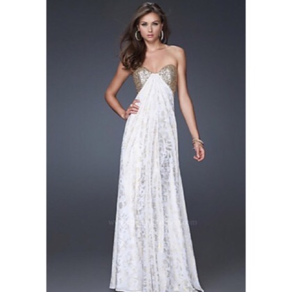 La Femme White & Gold Gown